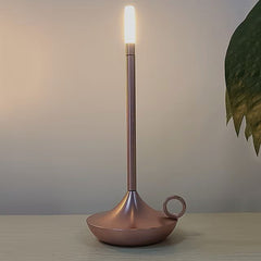 Modern Cordless Lamp with Touch Dimming – Rechargeable Battery Operated Candlestick Light in Brushed Aluminum Design