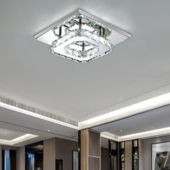 Modern Crystal LED Flush Mount Ceiling Light Fixture – Elegant Design for Living Room, Bedroom, Hallway, 12W, 960 Lumens