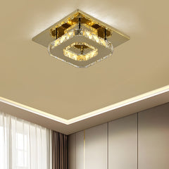 Modern Crystal LED Flush Mount Ceiling Light Fixture – Elegant Design for Living Room, Bedroom, Hallway, 12W, 960 Lumens