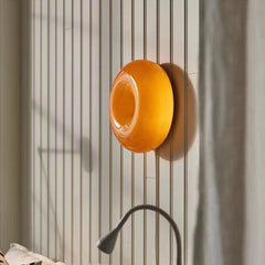 Modern Glass Wall Sconce Lamp with Dimmable LED – Unique Donut Design
