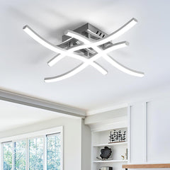 Modern LED Ceiling Light Fixture with Curved Aluminum Design – Energy Efficient Flush Mount