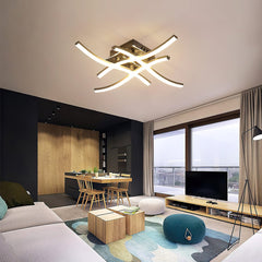 Modern LED Ceiling Light Fixture with Curved Aluminum Design – Energy Efficient Flush Mount