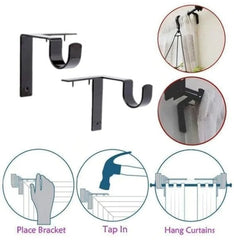 No-Drill Curtain Rod Brackets | Hammer-In Window Frame Holders