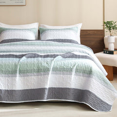 NoirZen Quilt Set – Black and White Striped All-Season Comfort with Plush Softness