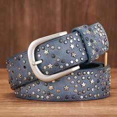 Nora Women's Studded Belt | Premium Leather, Unique Star Accents