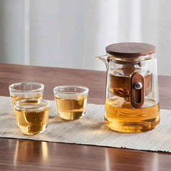 Portable Glass Tea Set with 330ml Teapot and Travel Case – Perfect for On-the-Go Brewing