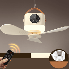 PortaBreeze Hanging Fan Light | Timer Remote, Type-C Charging & Plug-In Options