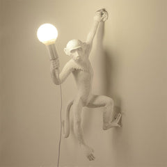 Quirky Resin Monkey Wall Light – Vintage-Inspired Pendant with Hemp Rope