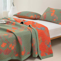Reversible Botanical Cotton Quilt Bedding Set – Soft and Breathable Design