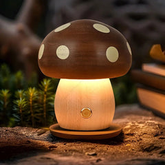 Rustic Wooden LED Lamp with Adjustable Brightness – Rechargeable, Portable Design for Cozy Ambiance, Large and Small Sizes Available