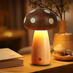 Rustic Wooden LED Lamp with Adjustable Brightness – Rechargeable, Portable Design for Cozy Ambiance, Large and Small Sizes Available