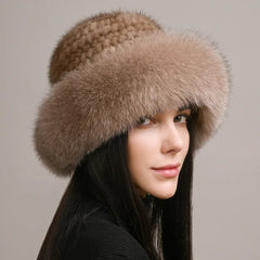 Sable Women's Fur Hat | Authentic Sable Trim, Cozy Winter Accessory