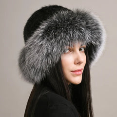Sable Women's Fur Hat | Authentic Sable Trim, Cozy Winter Accessory