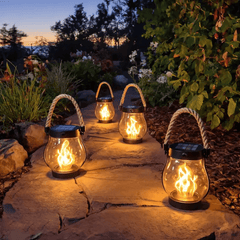 Solar Lantern with Flickering Flame Effect | Outdoor Lighting for Camping and Backyard Use