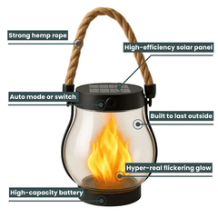 Solar Lantern with Flickering Flame Effect | Outdoor Lighting for Camping and Backyard Use