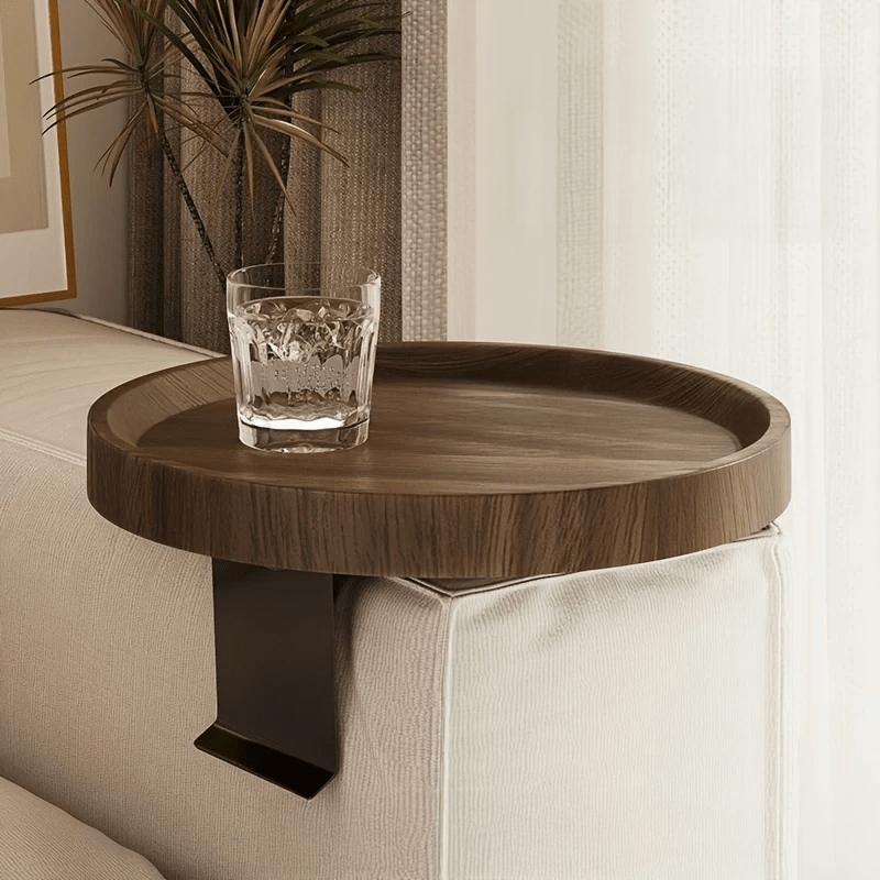Stylish Armrest Tray with Durable Wooden Surface and Metal Frame – Perfect for Organizing Essentials