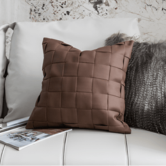 Textured Faux Leather Decorative Pillow Case – Cozy Throw Pillow Cover in Deep Espresso Brown, 26x12 & 18x18 Inches
