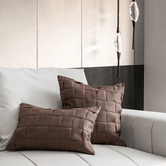 Textured Faux Leather Decorative Pillow Case – Cozy Throw Pillow Cover in Deep Espresso Brown, 26x12 & 18x18 Inches