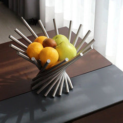 Twisted Metal Fruit Basket – Elegant Kitchen Organizer for Fresh Produce