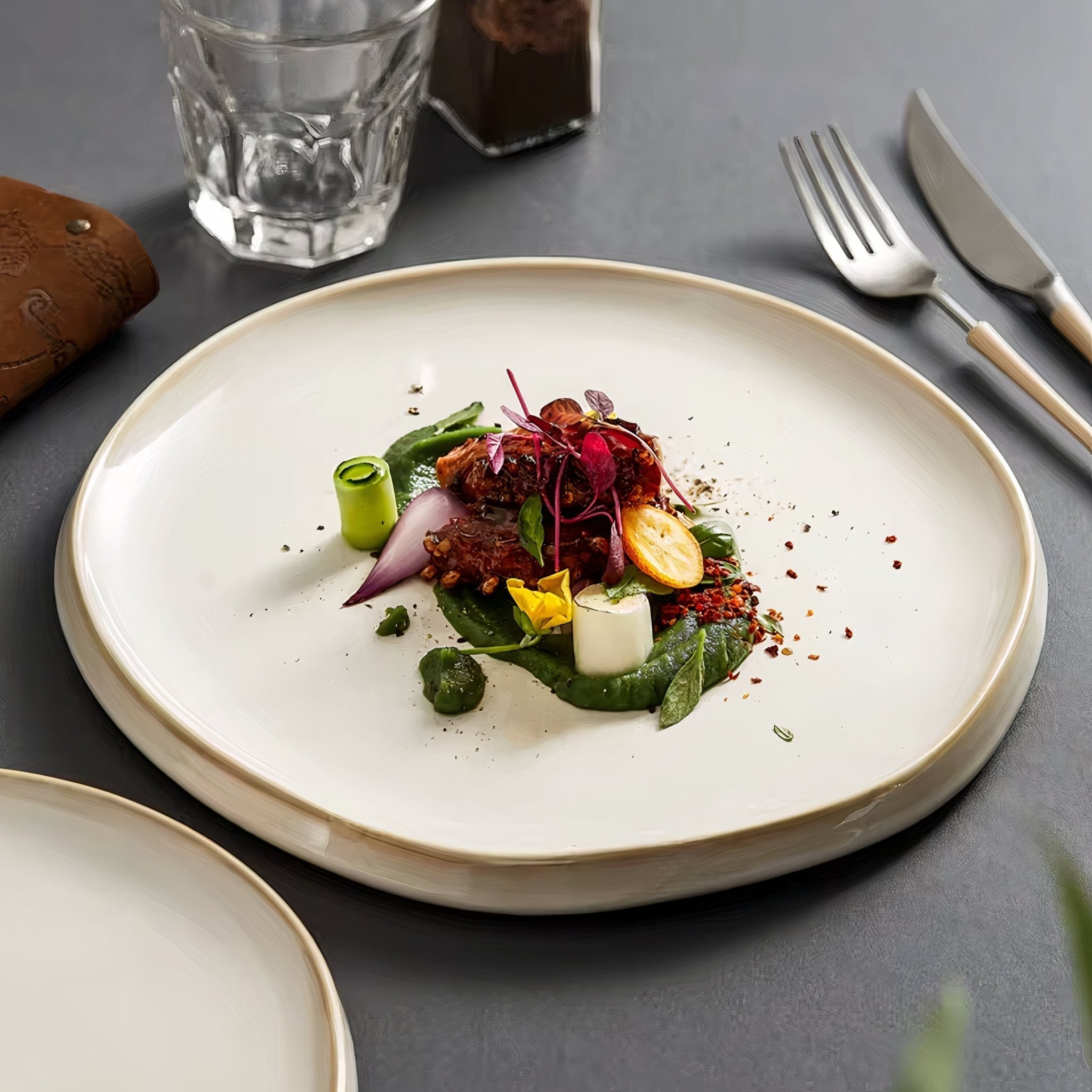 VeroMoss™ Durable Ceramic Plates with Irregular Edges – Perfect for Every Meal