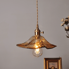 Vintage Glass Pendant Light Fixture for Dining Room and Kitchen – Adjustable Height Ceiling Light