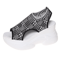 Wavelle Open-Toe Knit Wedge Sandals | Lightweight Platform, Grippy Rubber Sole
