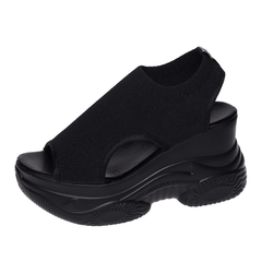 Wavelle Open-Toe Knit Wedge Sandals | Lightweight Platform, Grippy Rubber Sole