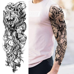 Wilder Temporary Tattoo Sleeve | Maori, Wolf, Lion, Tiger Designs