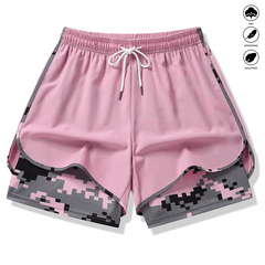 WillowRun Women's 2-in-1 Workout Shorts | Airy Soft Blend, Pockets & Drawstring