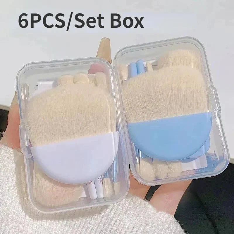 Six-piece mini brush set with travel case
