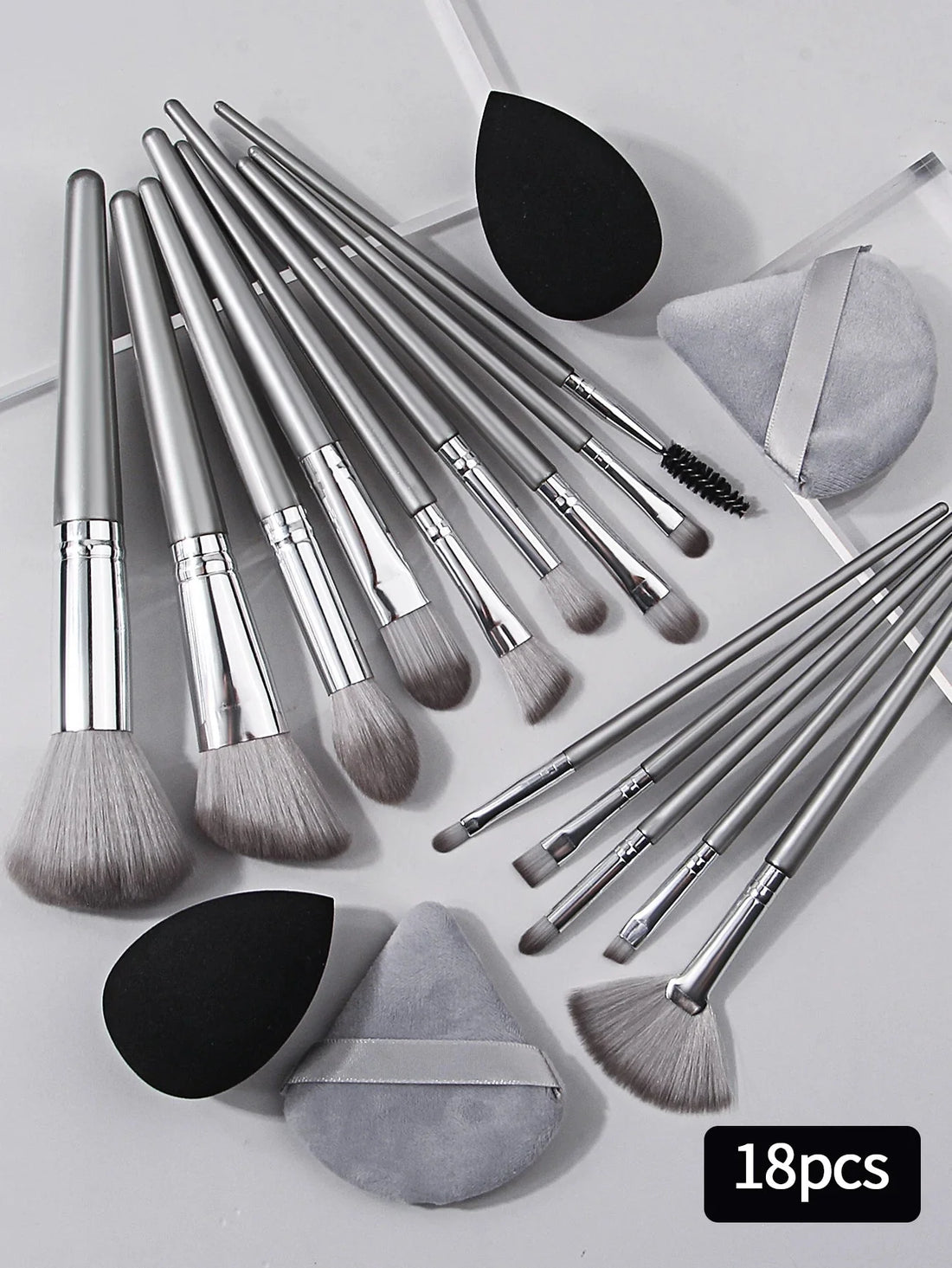 Makeup brush set with sponges