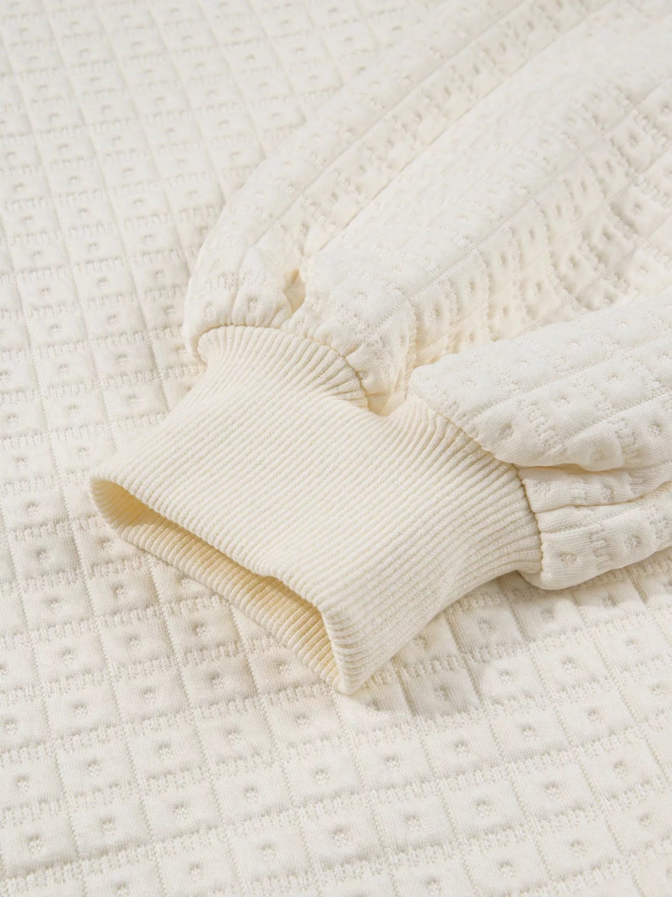 Textured Half Button Collared Sweatshirt 