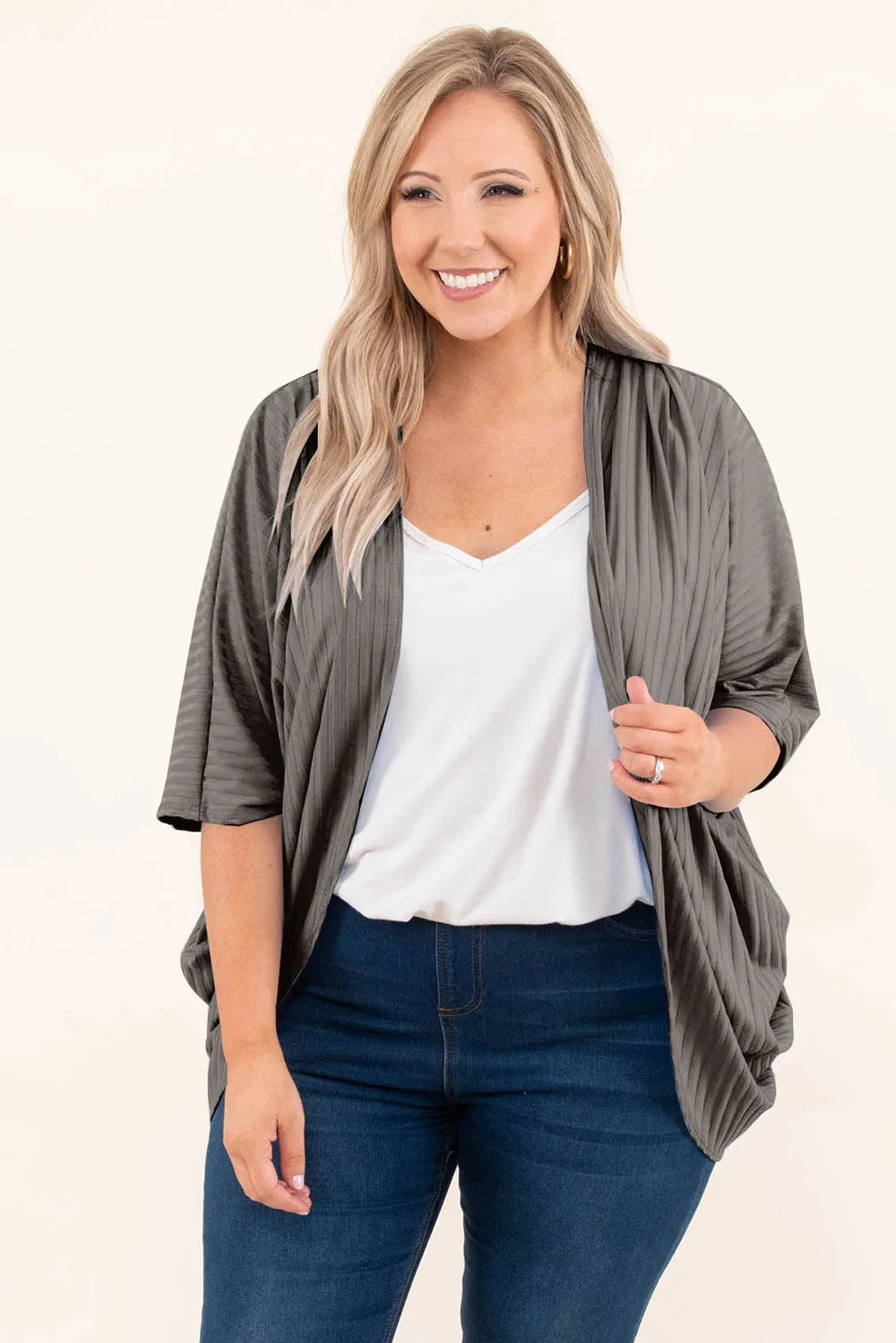Plus Size Ribbed Cocoon Cover Up 