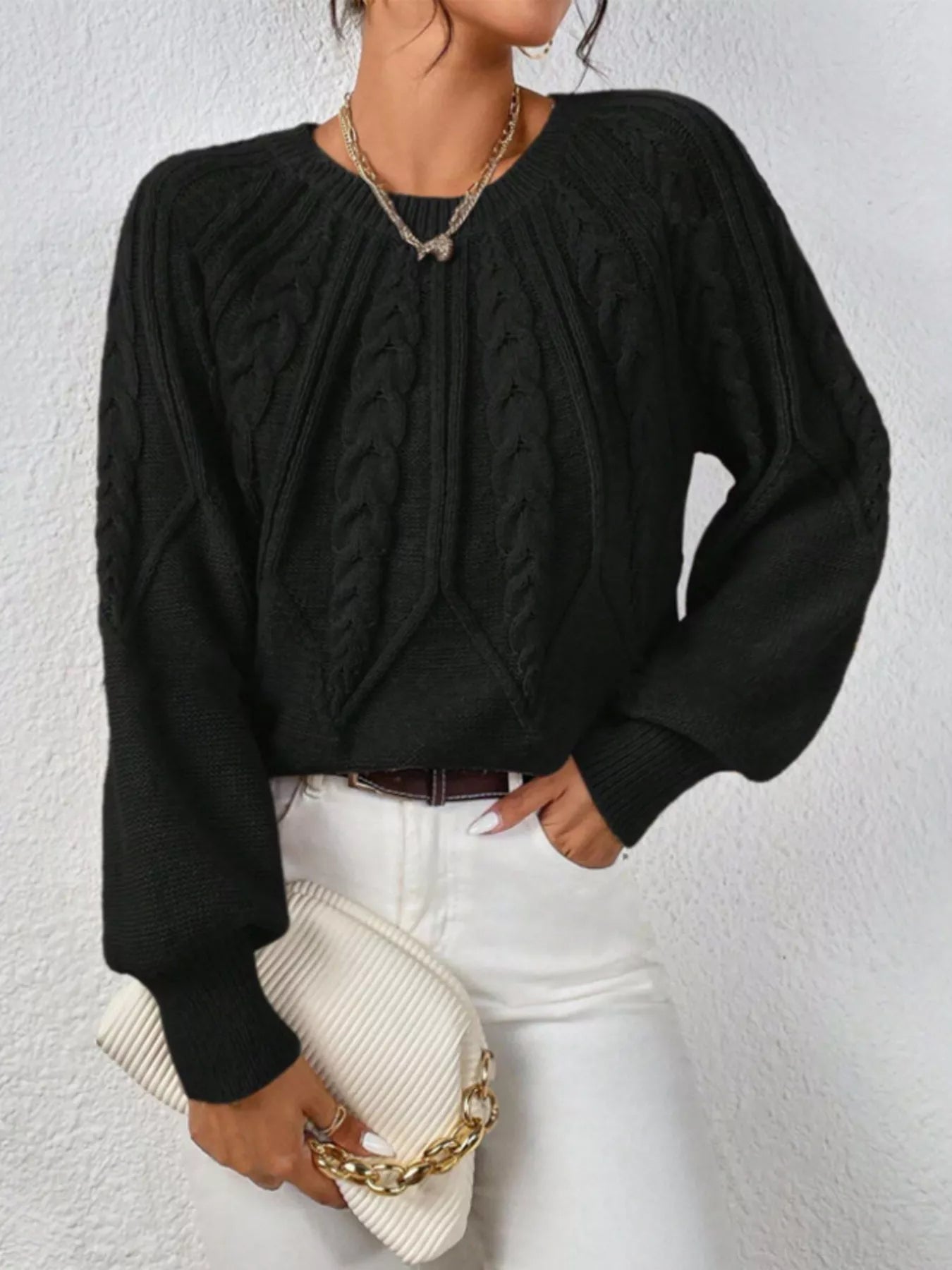 Cable Knit Long Sleeve Sweater 