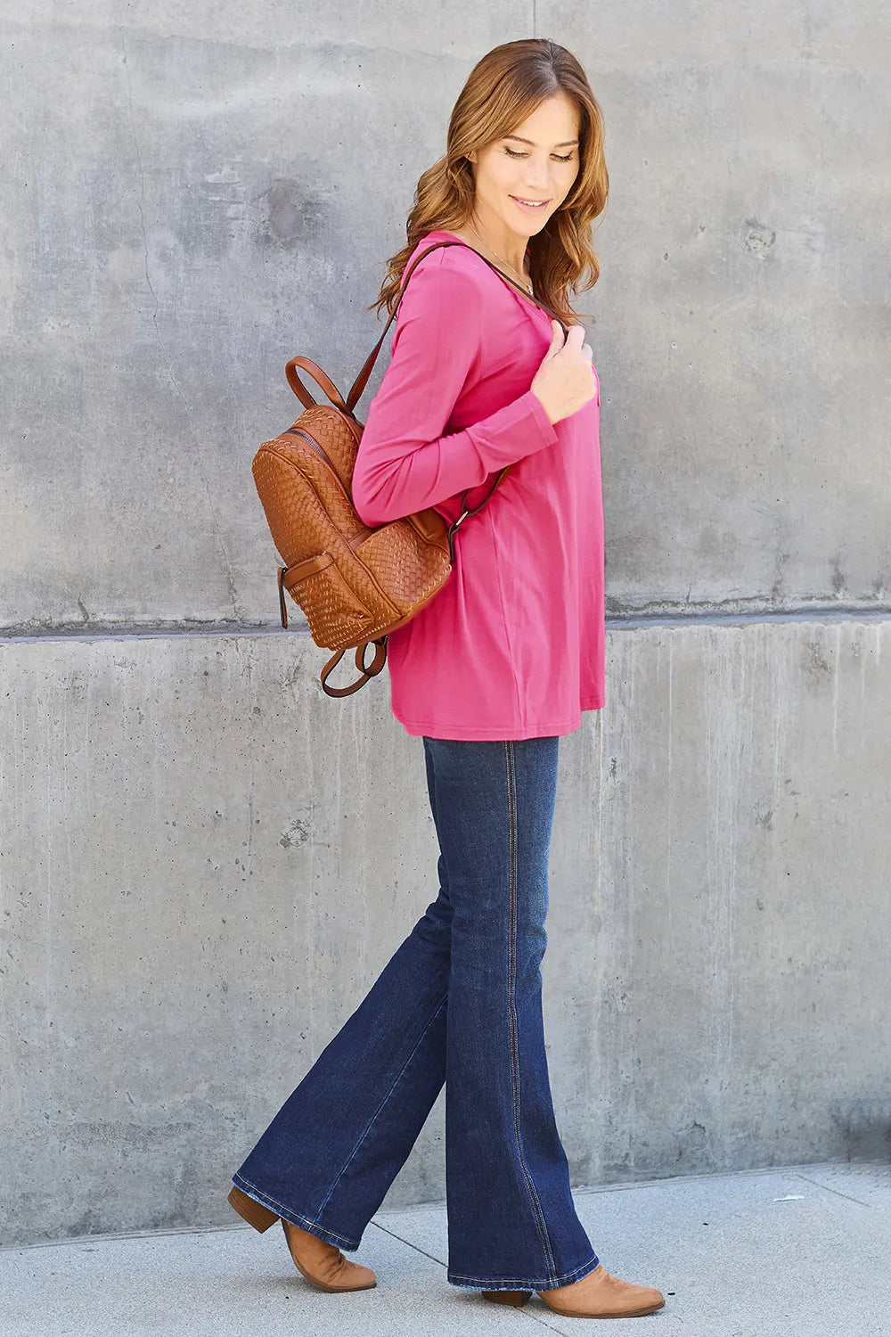 Basic Bae Full Size V-Neck Long Sleeve Top 