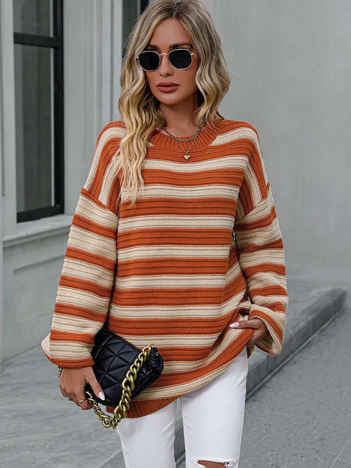 Striped Dropped Shoulder Sweater 