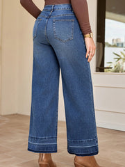 High Waist Wide Leg Washed Jeans 