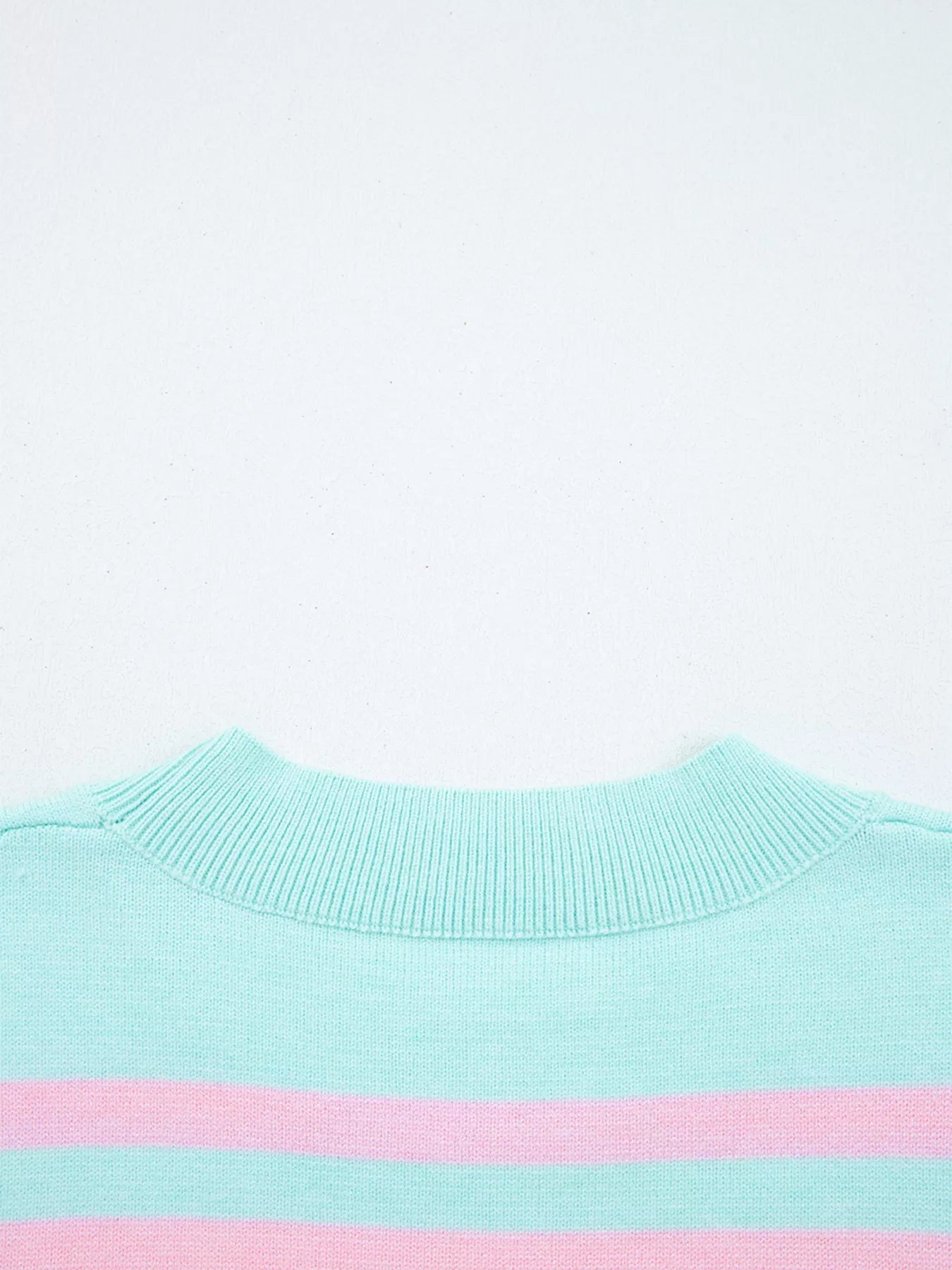 Multicolour Striped Knit Ribbed Trim Boxy Fit Cropped Sweater 