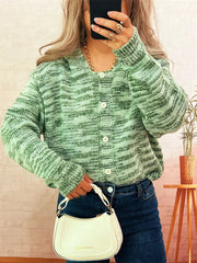 Multi-Colored Knit Button-Down Cardigan 