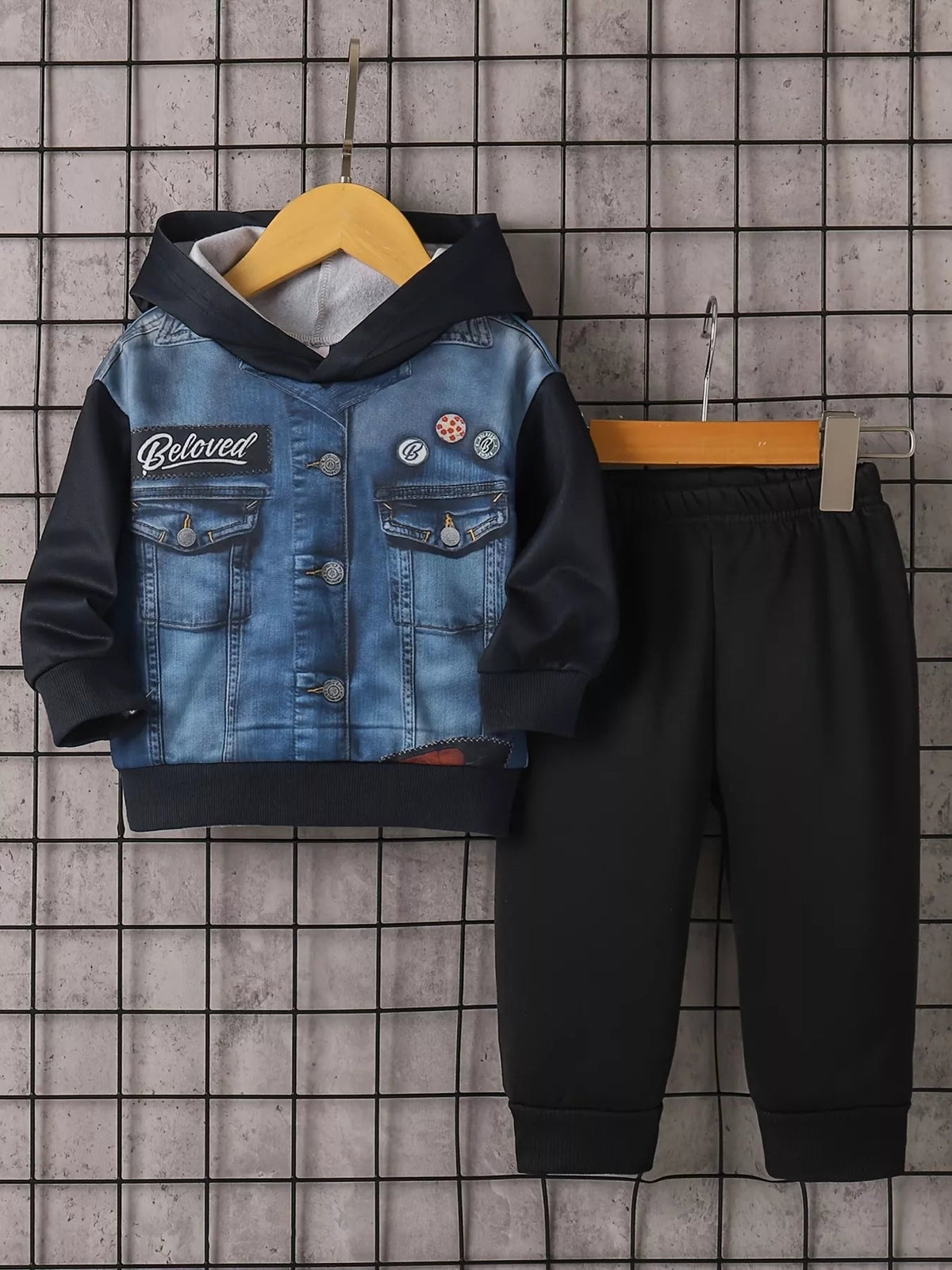 Children's Button Up Hooded Jacket & Pants Set 