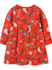 Children's Christmas Print Long Sleeve Dress 