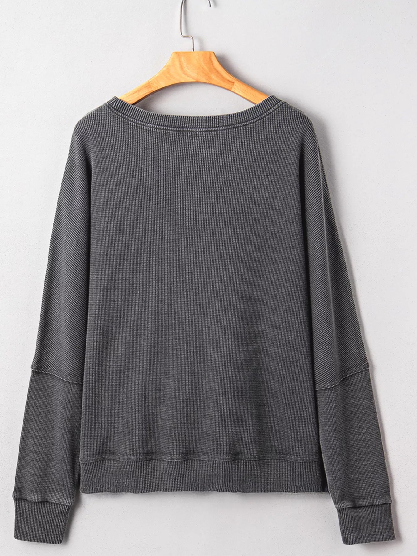 Waffle Knit Patchwork Long Sleeve Loose Sweatshirt 