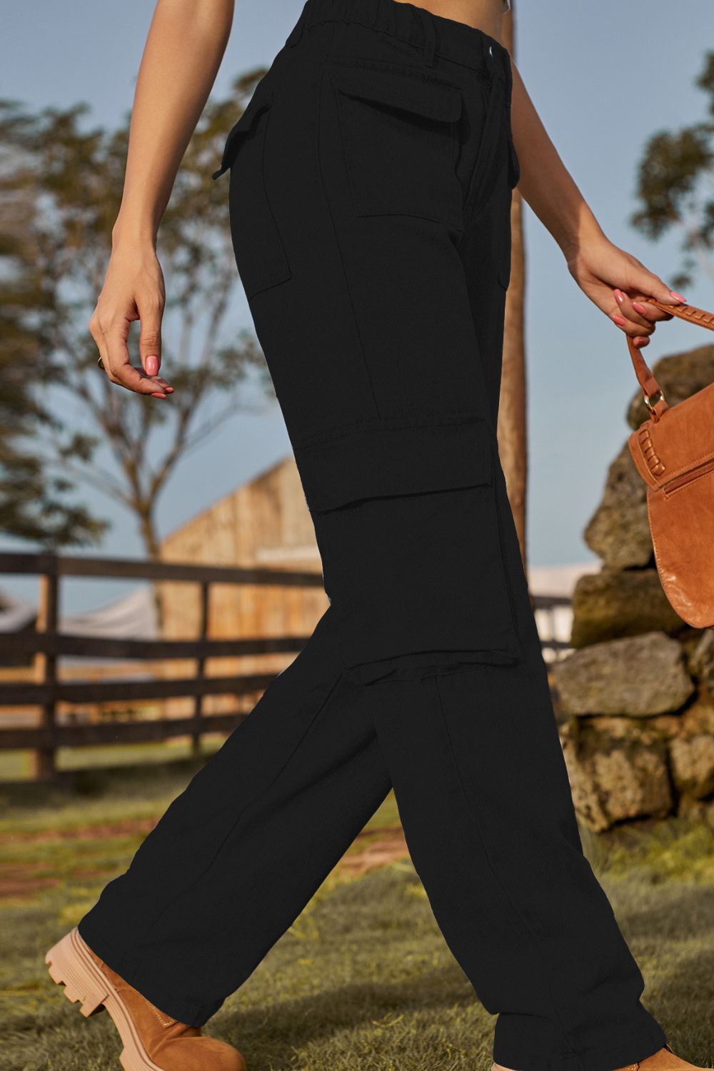Loose Fit Long Jeans with Pockets 
