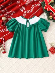 Children's Christmas Embroidered A-Line Dress 