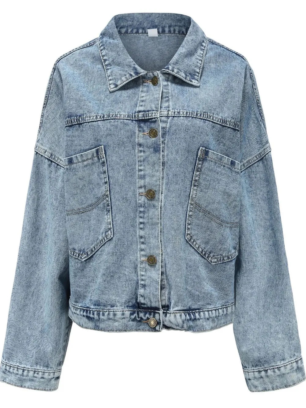 Button Down Drop Shoulder Denim Jacket 