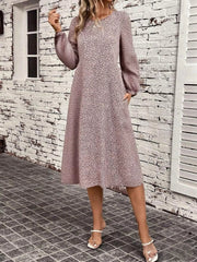 Animal Print Balloon Sleeve Dress 