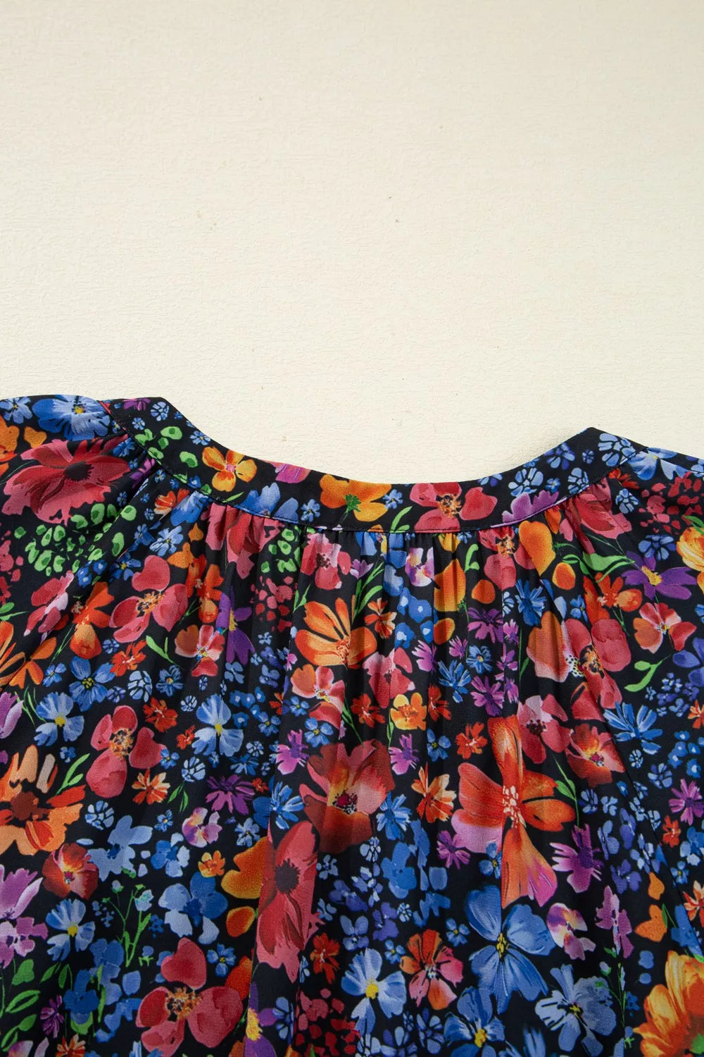 Floral Notched Flounce Sleeve Maxi Dress 