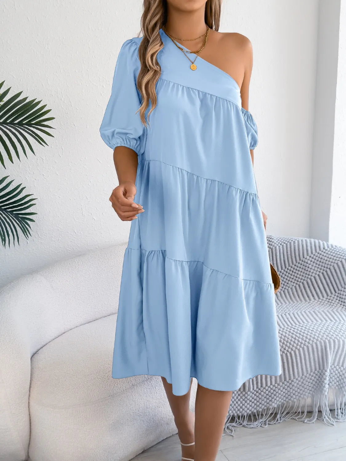 Single Shoulder Tiered Dress 