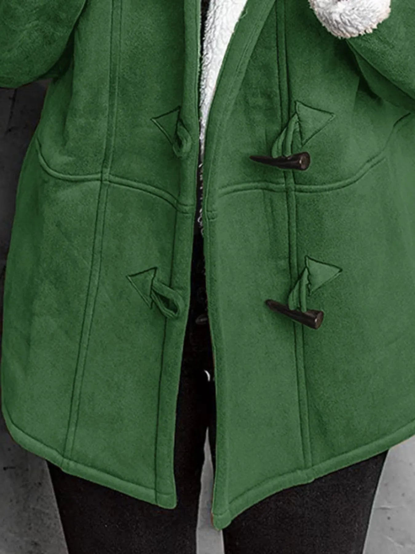 Full Size Cozy Sherpa Lined Toggle Coat with Hood Plus Size 