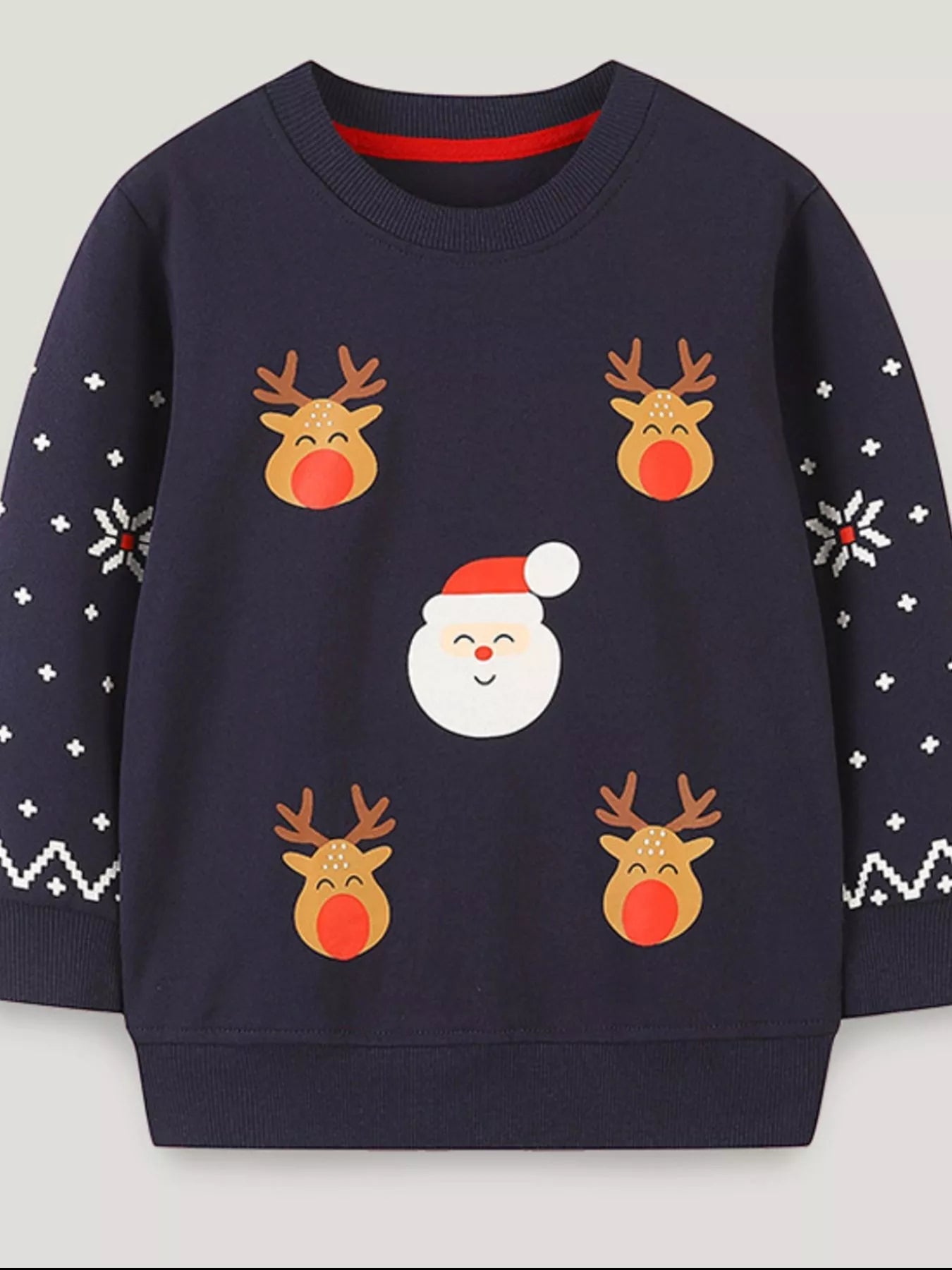 Children's Christmas Reindeer & Santa Round Neck Sweatshirt 